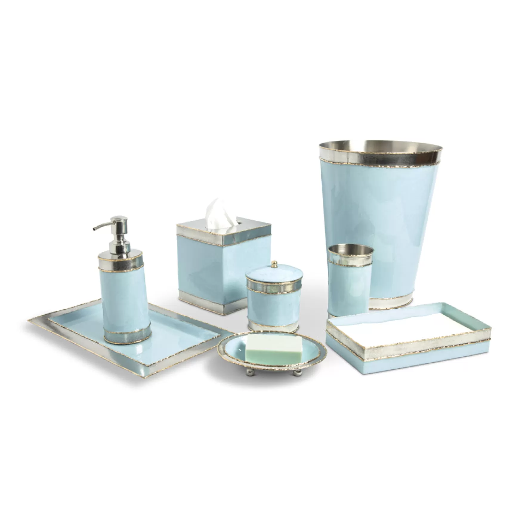 Julia Knight Cascade 11" Waste Basket Glacial Blue Cheap