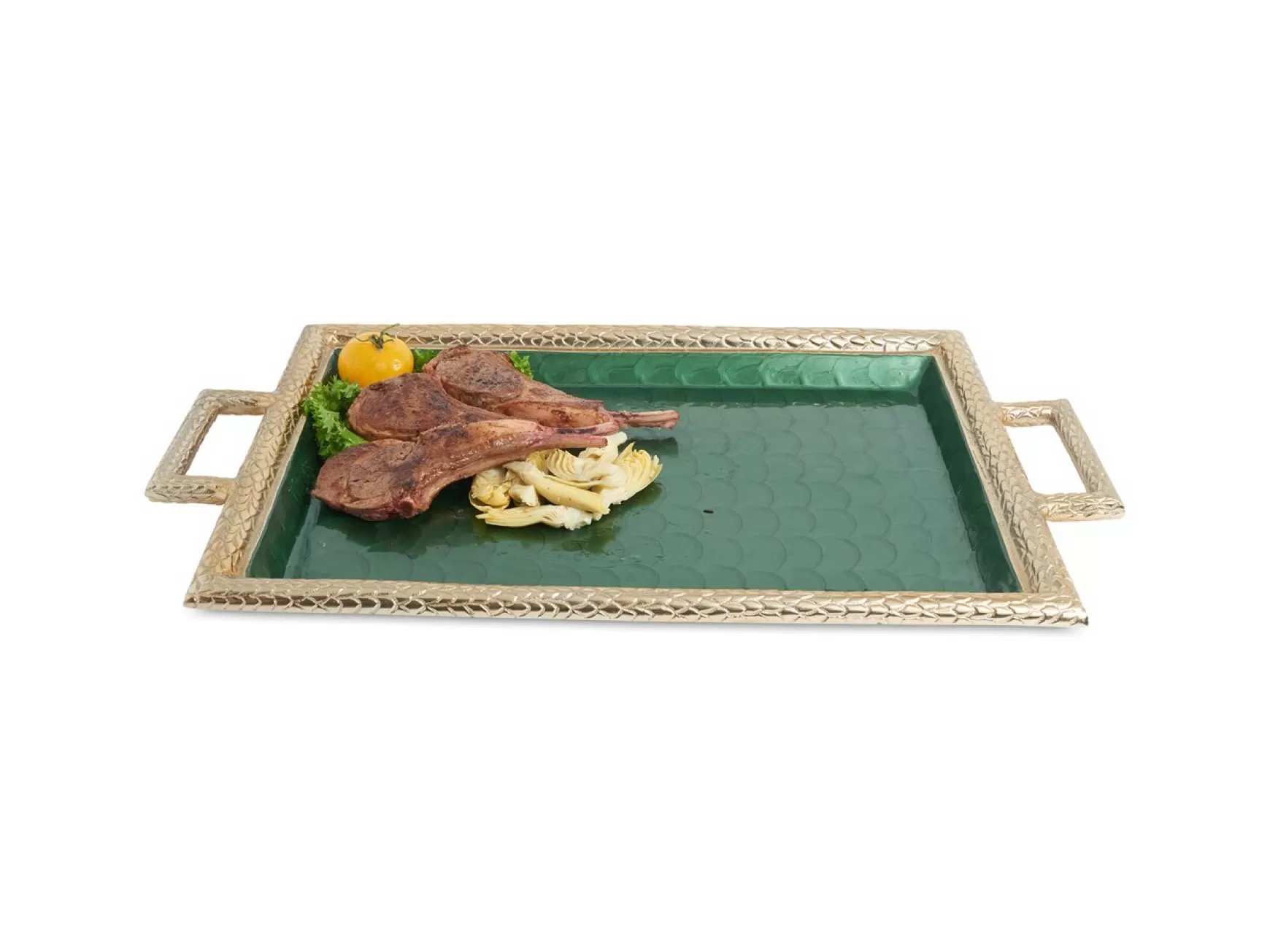 Julia Knight Florentine 23" Beveled Tray With Handles Gold Emerald Shop