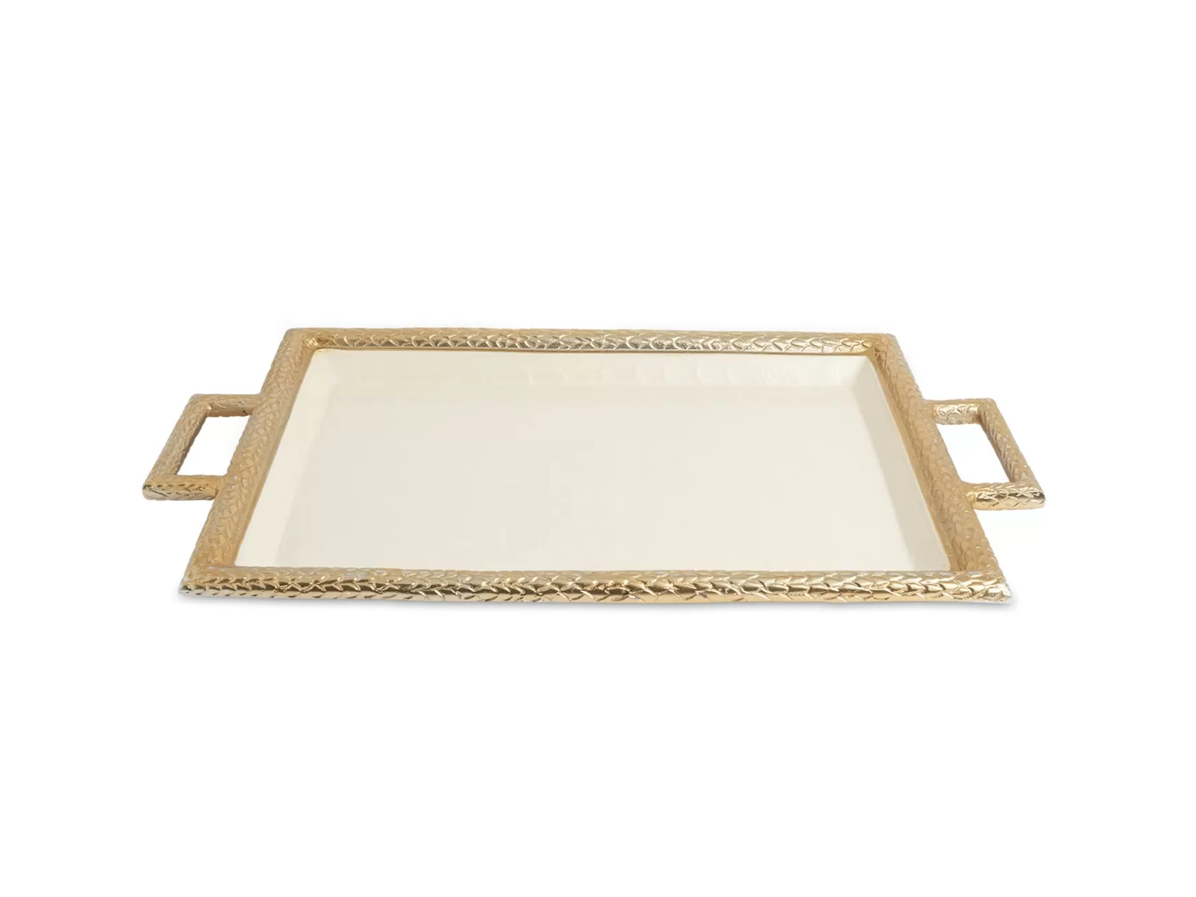 Julia Knight Florentine 23" Beveled Tray With Handles Gold Snow Best