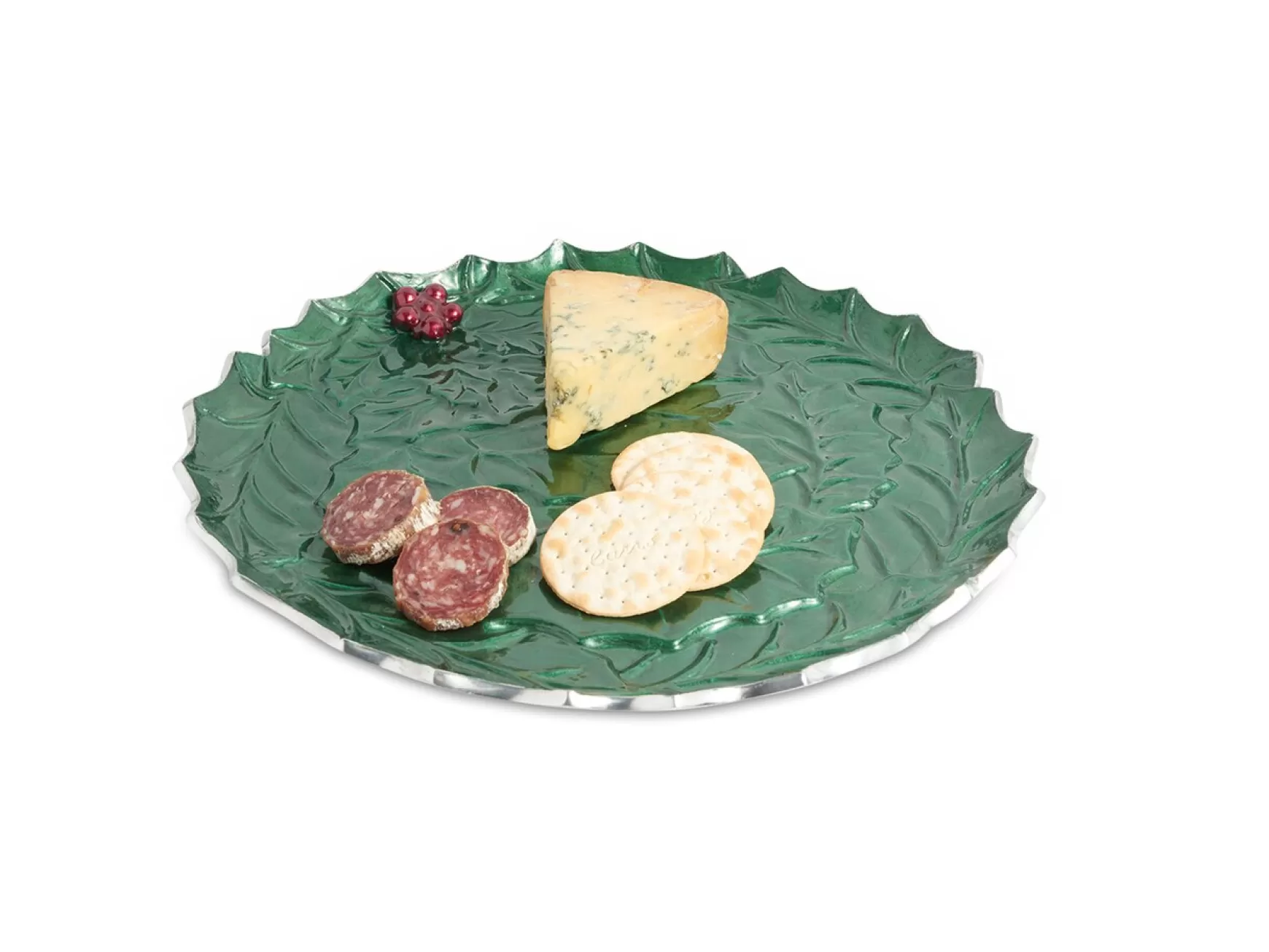 Julia Knight Holly Sprig 13" Round Platter Emerald Sale
