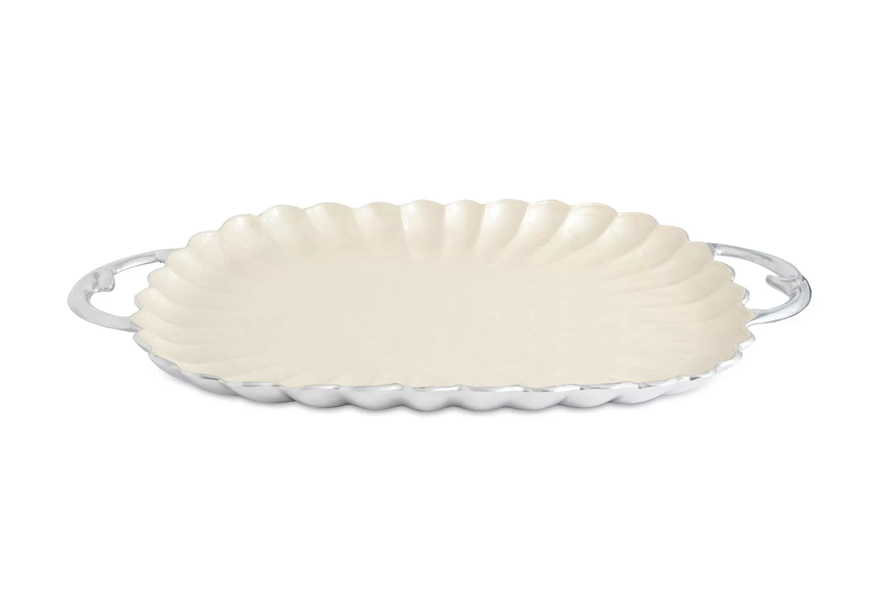 Julia Knight Peony 22.5" Rectangular Tray With Handles Snow Outlet