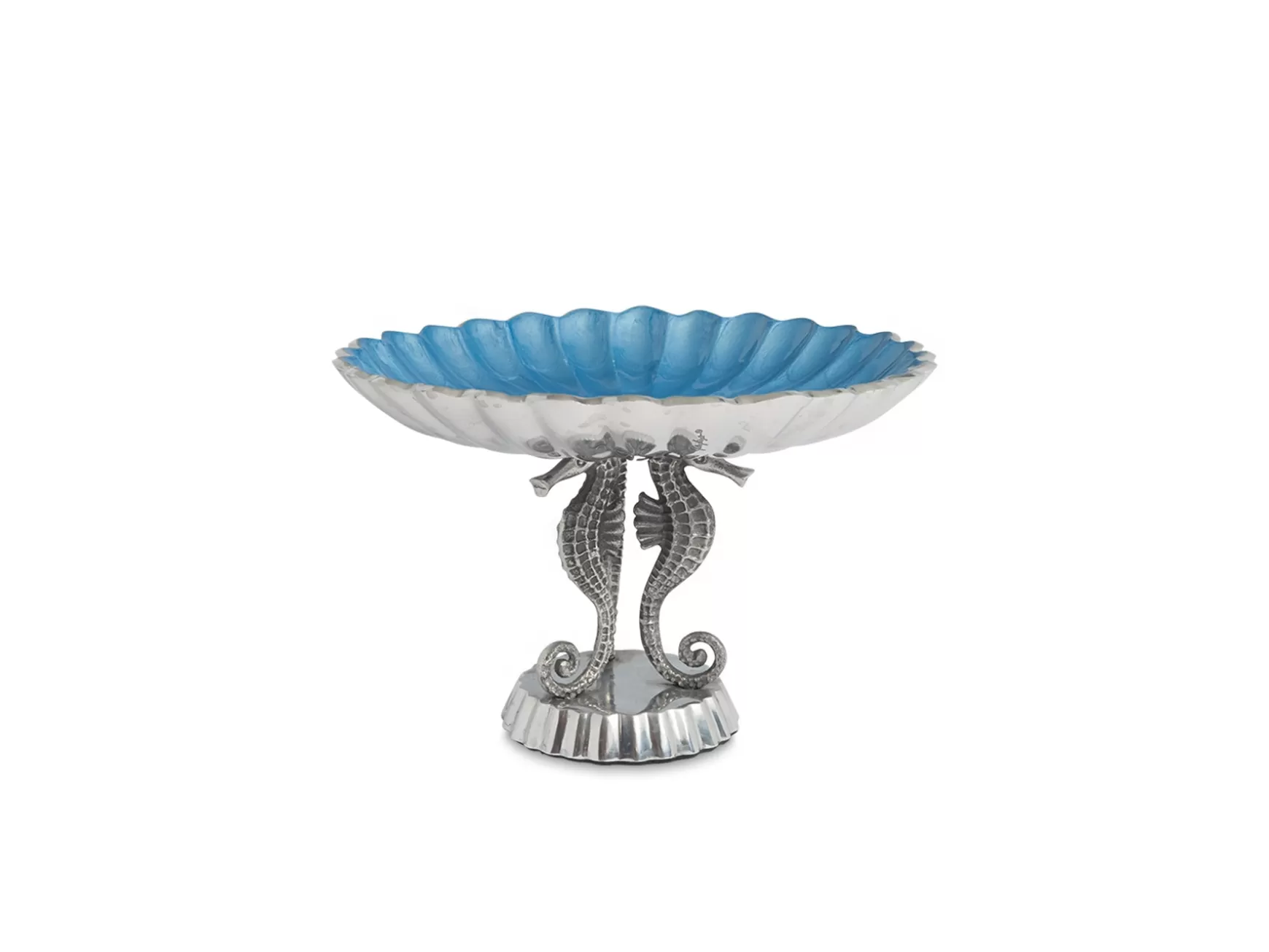Julia Knight Sea Horse 10" Pedestal Bowl Azure Hot