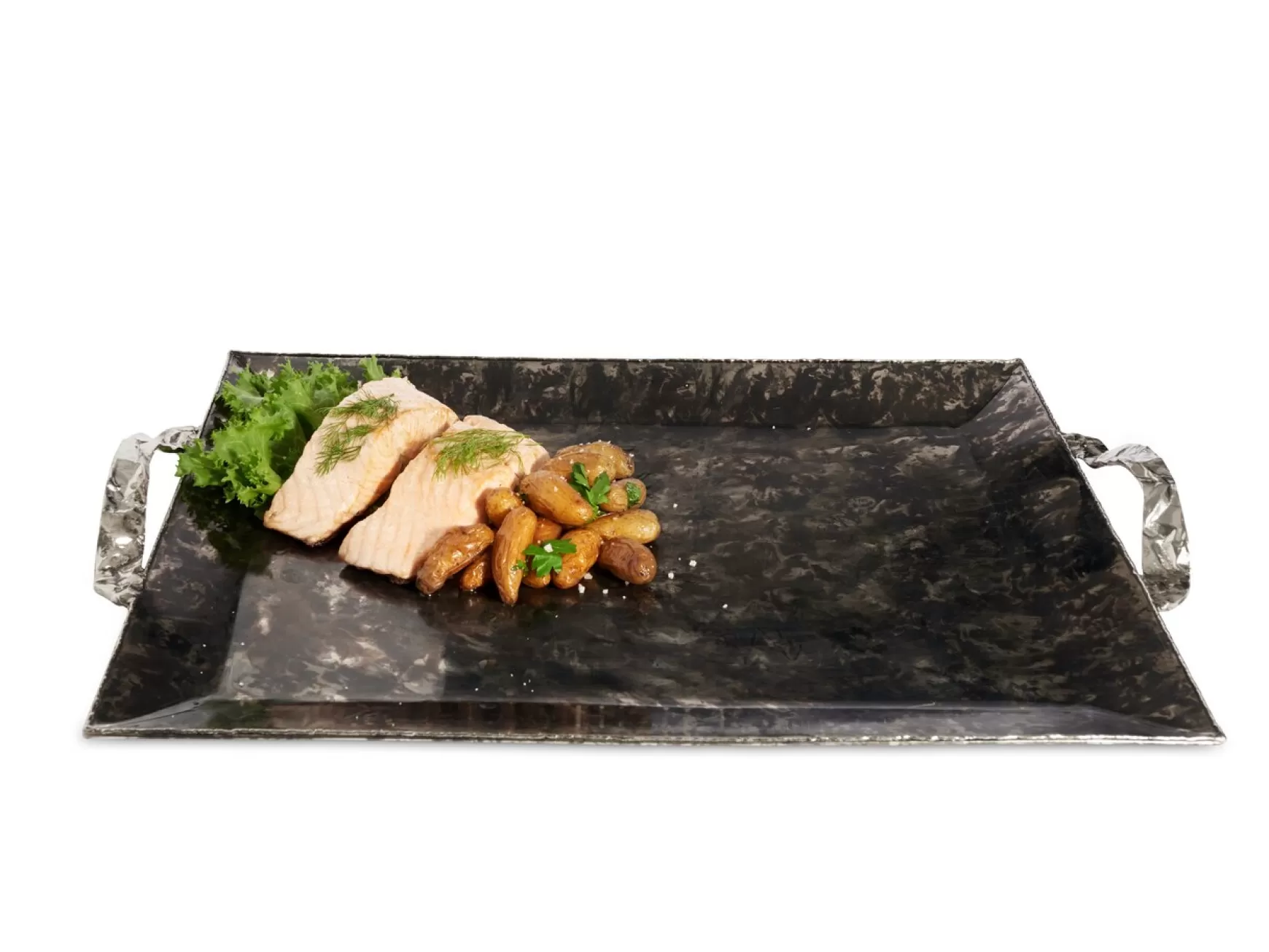 Julia Knight Sierra 20" Rectangular Tray W/Handles Graphite New
